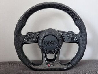 AUDI VOLANT ZKOSENY KARBON PERFOROVANY BIELE ŠITIE