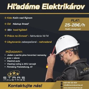 🔌 Hľadáme elektrikárov do Kolína nad Rýnom   🇩🇪