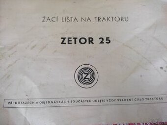 Příručka na žáci lištu Zetor 25