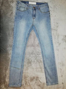 FISHERFIELD W31 L34 pánske skinny strečové bledomodré džínsy