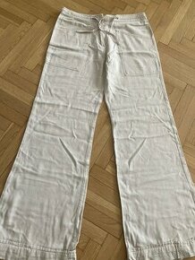 Letné ľanové nohavice - široké, vysoký pás - 1