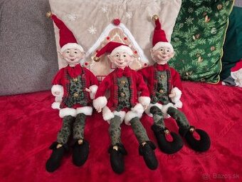 Vianoční škriatkovia dajú sa posadiť na stromček, cena 1ks