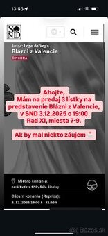 SND Lístky - Blázni z Valencie 3.12.2025 19:00