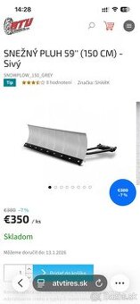 Predam snežný pluh na štvorkolku atv