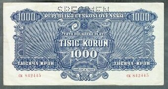 Staré bankovky 1000 korun 1944 pěkný stav