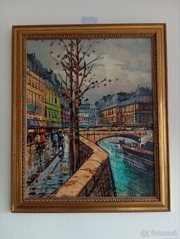 Jedinečný francuzsky obraz - olejomaľba 60x50