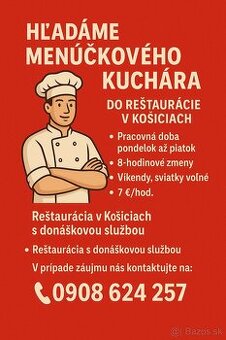Hľadáme menučkového kuchára Košice