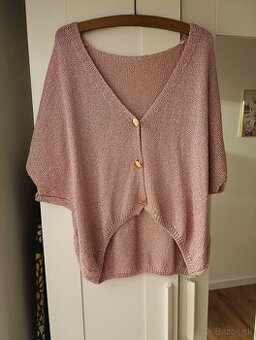 Ruzovy kardigan oversize sveter