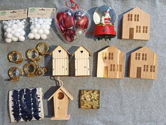 Mix - vianočné ozdoby + 12 anjelikov ručná práca