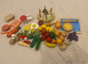 Drevené hračky – torta, ovocie, zelenina, iné