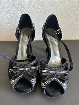 Tanečné topánky Larisa London cierne s trblietkami