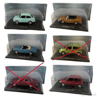 Kovové, zberateľské modely FIAT, mierka 1:43