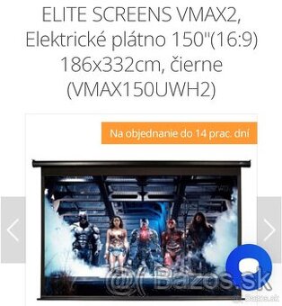 Predám málo používané plátno Elite screens 150"