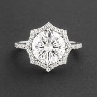 Luxusný zásnubný diamantový prsteň z 14ct bieleho zlata
