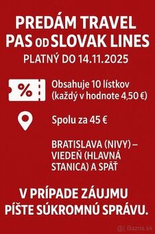 Predám Travel Pas Bratislava - Vieden