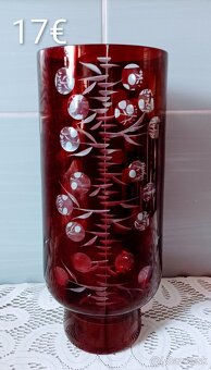 Krištáľ - rubínová karafa , poháre, vázy