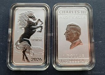 Australia 1oz Horse 2026 tehlicka investicne striebro
