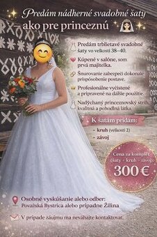 Predám svadobné šaty,kruh a závoj