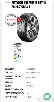 255/35R19 Matador HECTORRA 5 96Y
