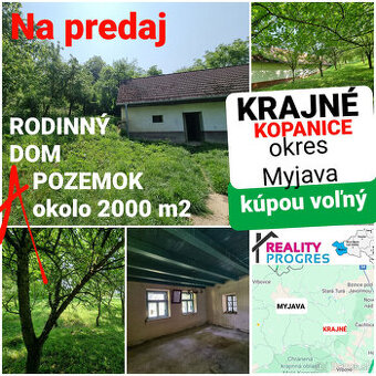 CHALÚPKA a POZEMOK 2000 m2 KRAJNÉ KOPANICE MYJAVA