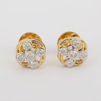 Zlaté náušnice s diamantmi. Darček na krstiny či k narodeniu