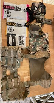 AIRSOFT okuliare, sumky, maska, opasok, vesta, plate carrier