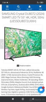 Predám Samsung Crystal UHD DU 8000 55