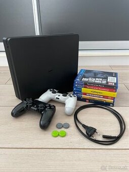 PS4 Slim 1TB + 2x ovládač + 6 hier (komplet balík)