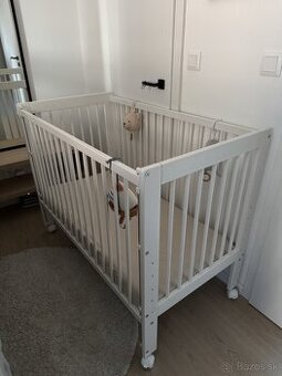 Detská postieľka 120x60 + kvalitný matrac + 2x plachta