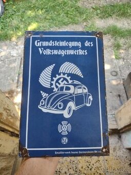 Smaltovana dekoračná tabuľa Volkswagen