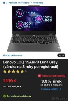 herný notebook Lenovo