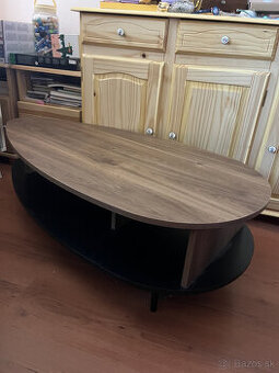 Oválny konferenčný stolík hnedý/čierny – moderný dizajn