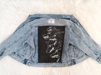 Ručne maľovaná riflová bunda WOLF