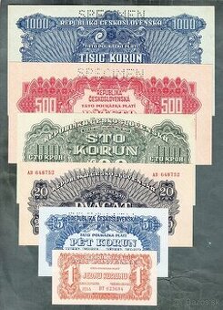 Staré bankovky KOMPLET SESTAVA 1944 bezvadný stav