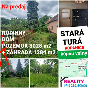 DOM, STODOLA a POZEMKY 4312 m2 STAROTURANSKÉ KOPANICE -VOĽNÝ