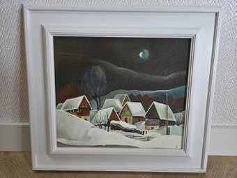 Olejomaľba Z Párnice /drevenice v zime/ 50x45