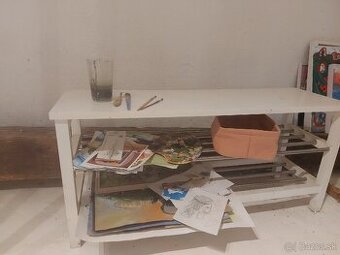 Lavička s botníkom IKEA TJUSIG biela (2 kusy