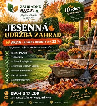 🍂 JESENNÁ ÚDRŽBA ZÁHRAD – AKCIA 23 % 🍂
