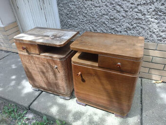 Predám retro nočné stolíky 2x z masívneho dreva, 50 roky, vh - 1
