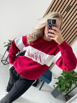 Victoria’s Secret PINK bordovo biela mikina S
