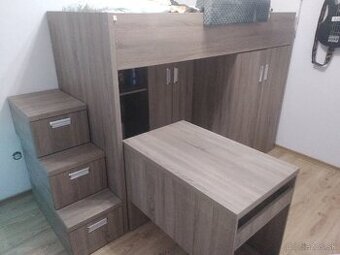 Multifunkčná detská postel so stolom aj úložným priestorom