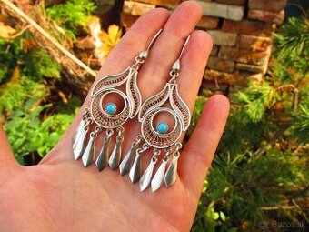 Dámske orientálne strieborné náušnice, Ag 925