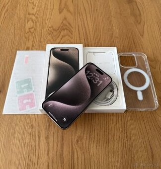 iPhone 15 Pro 128 gb Natural Titanium v záruke+prislušenstvo - 1