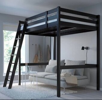 Poschodova postel Ikea Stora 140x200 ciernej farby