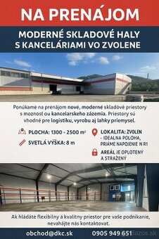 Prenajmeme skladové a kancelárske priestory Zvolen