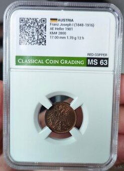 1 heller 1901, Rakusko Uhorsko, nádherný CCG MS63