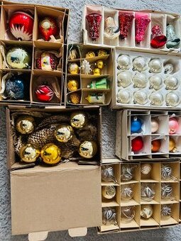 Vianočné retro gule fúkané sklo 56ks