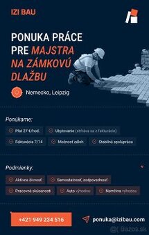 Ponuka práce Nemecko-Pokládka zámkovej dlažby a obrubníkov