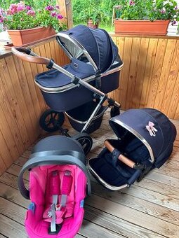 Kombinovaný kočík Moon Scala Navy + Vajíčko Cybex Aton 5