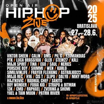 PREDÁM 2ks LÍSTKY HIP HOP ŽIJE (BA, 27.6.- 28.6.) 2025